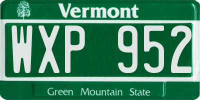VT license plate WXP952