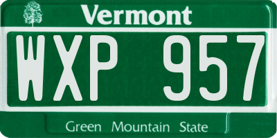 VT license plate WXP957