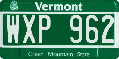 VT license plate WXP962