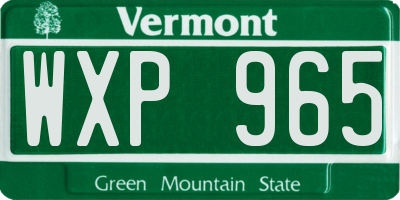 VT license plate WXP965