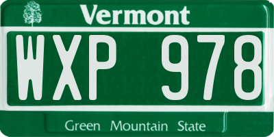VT license plate WXP978
