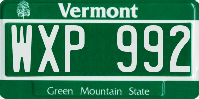 VT license plate WXP992