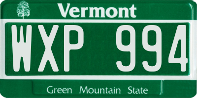 VT license plate WXP994