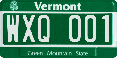 VT license plate WXQ001