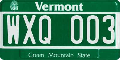 VT license plate WXQ003