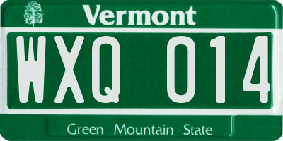 VT license plate WXQ014