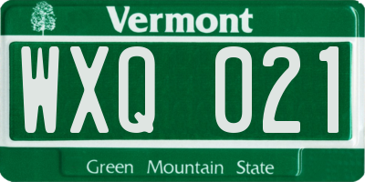 VT license plate WXQ021