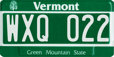 VT license plate WXQ022