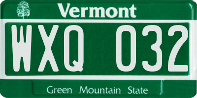 VT license plate WXQ032