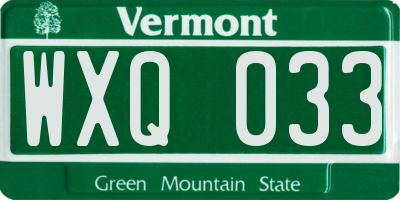 VT license plate WXQ033