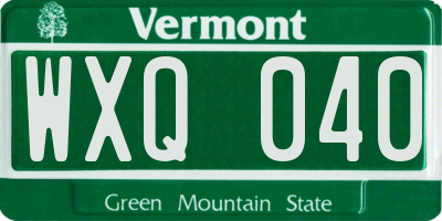 VT license plate WXQ040