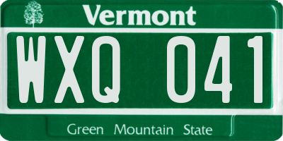 VT license plate WXQ041