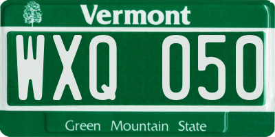 VT license plate WXQ050