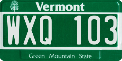 VT license plate WXQ103