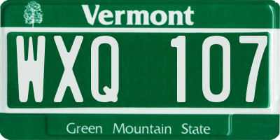 VT license plate WXQ107