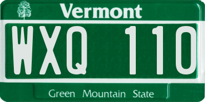 VT license plate WXQ110
