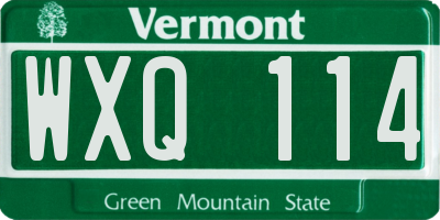 VT license plate WXQ114