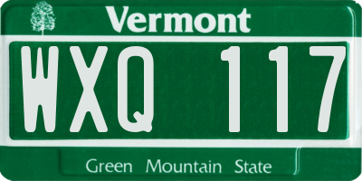 VT license plate WXQ117
