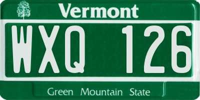VT license plate WXQ126