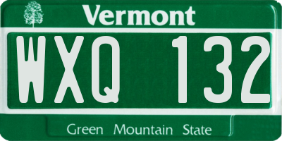 VT license plate WXQ132