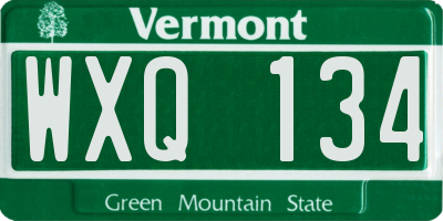 VT license plate WXQ134