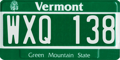 VT license plate WXQ138