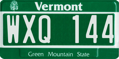 VT license plate WXQ144