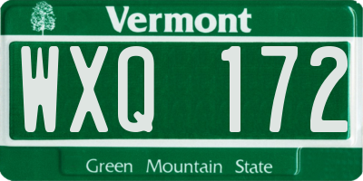 VT license plate WXQ172