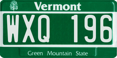 VT license plate WXQ196