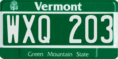 VT license plate WXQ203
