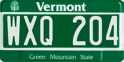 VT license plate WXQ204