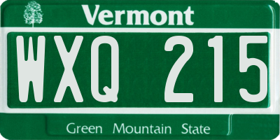 VT license plate WXQ215