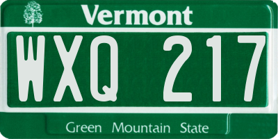 VT license plate WXQ217