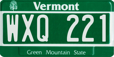 VT license plate WXQ221