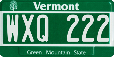 VT license plate WXQ222