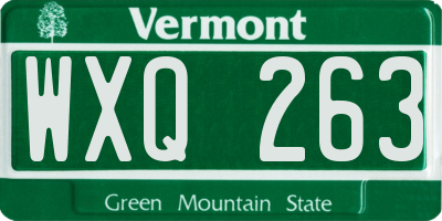 VT license plate WXQ263