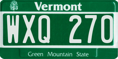 VT license plate WXQ270