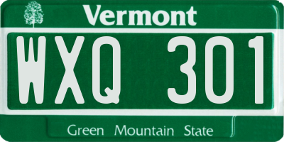 VT license plate WXQ301