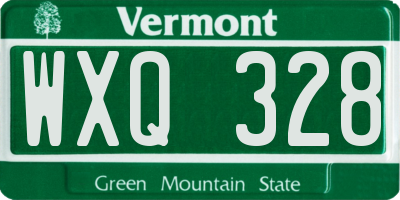VT license plate WXQ328