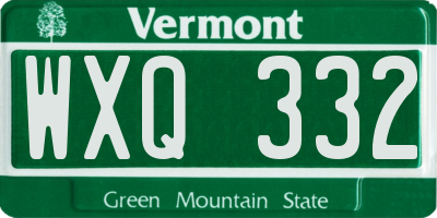 VT license plate WXQ332