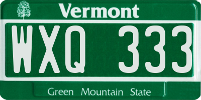 VT license plate WXQ333