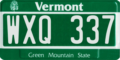 VT license plate WXQ337