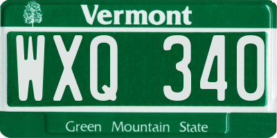 VT license plate WXQ340