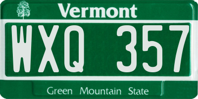 VT license plate WXQ357