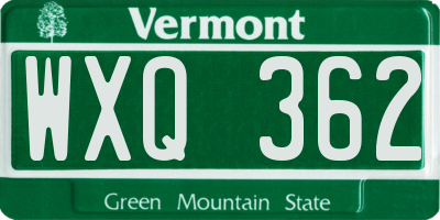 VT license plate WXQ362