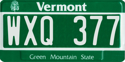 VT license plate WXQ377