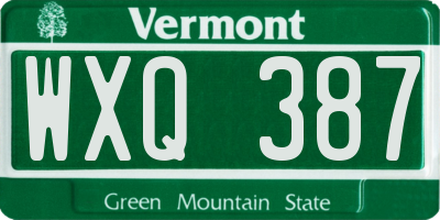 VT license plate WXQ387