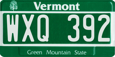 VT license plate WXQ392