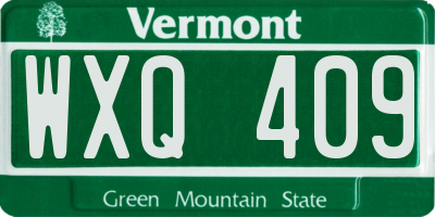 VT license plate WXQ409