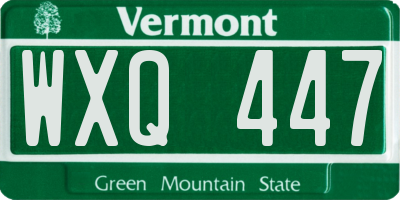 VT license plate WXQ447